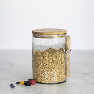 Hammered Glass Jar With Spoon | Large