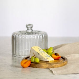 Ribbed Glass Cloche with Wooden Base | Medium