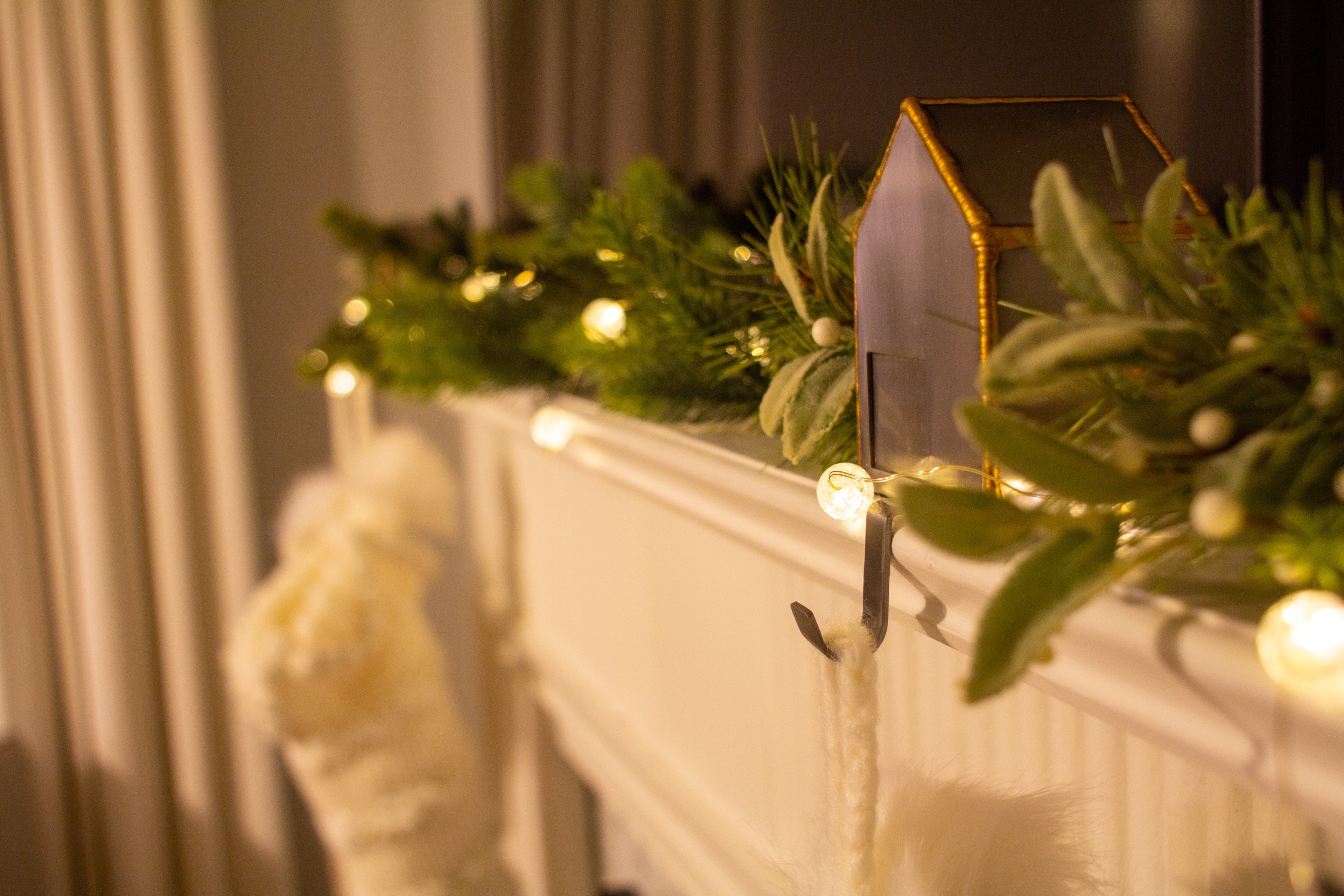 Christmas home decor on mantel piece