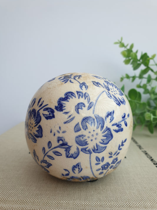 White and Blue Vintage Floral Sphere