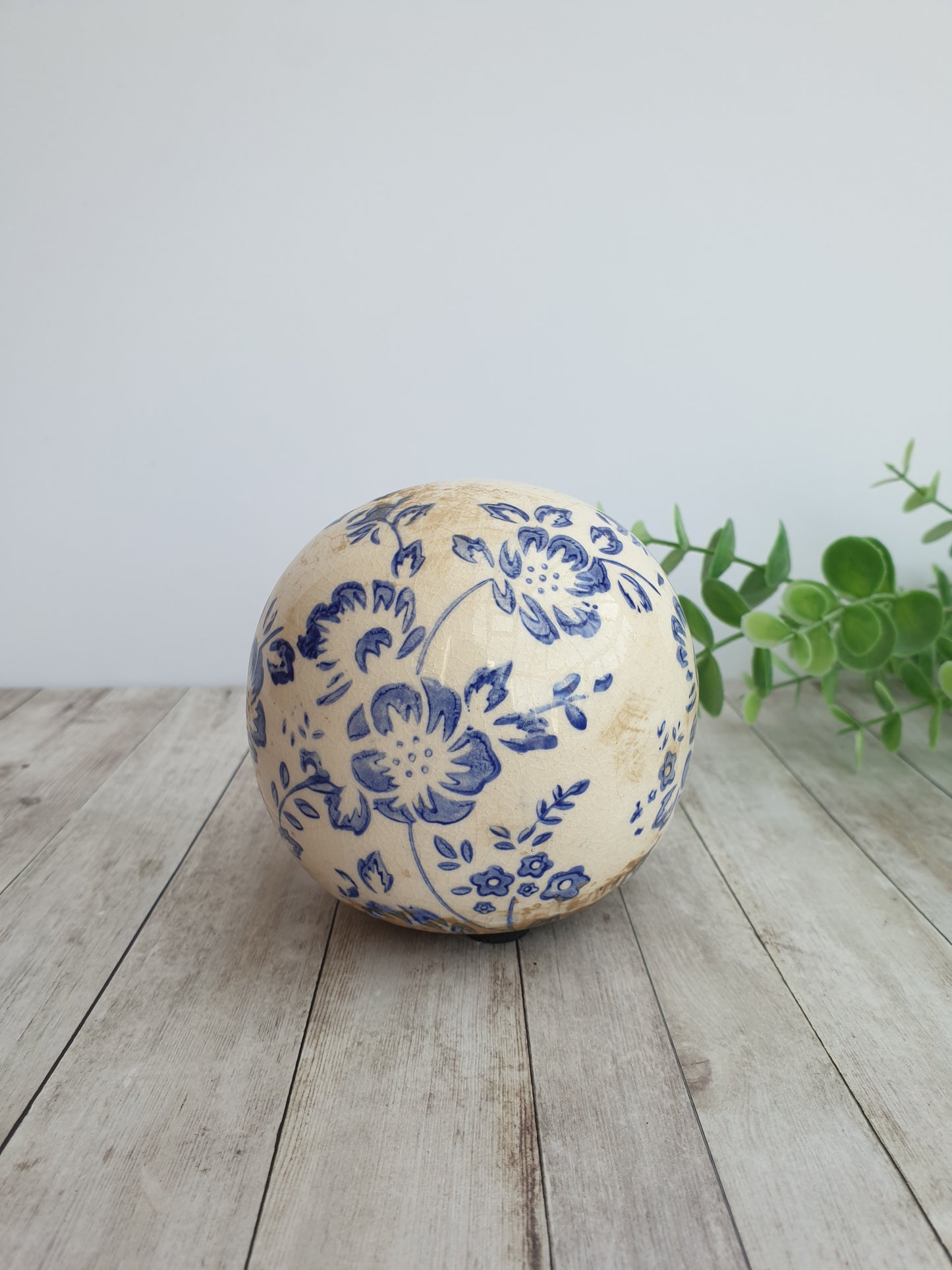 White and Blue Vintage Floral Sphere