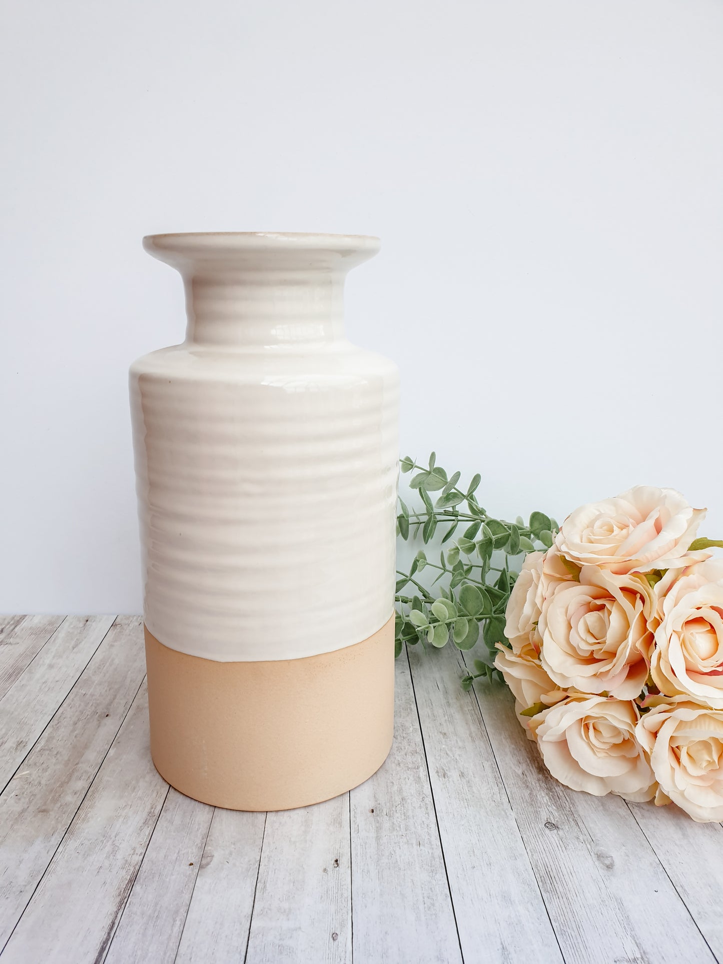 Rustic ribbed vase