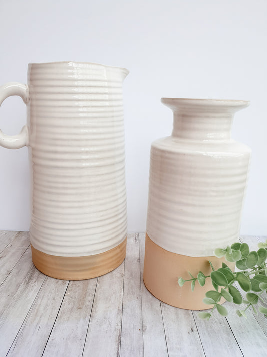 Rustic ribbed vase
