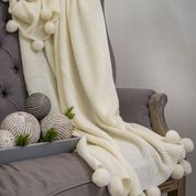 Luxury ivory pompom throw