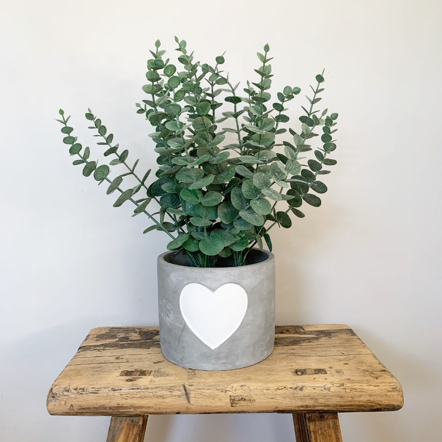 Grey Cement Planters with Handpainted Heart