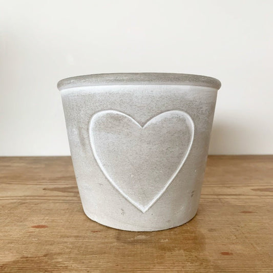 White heart outline pot