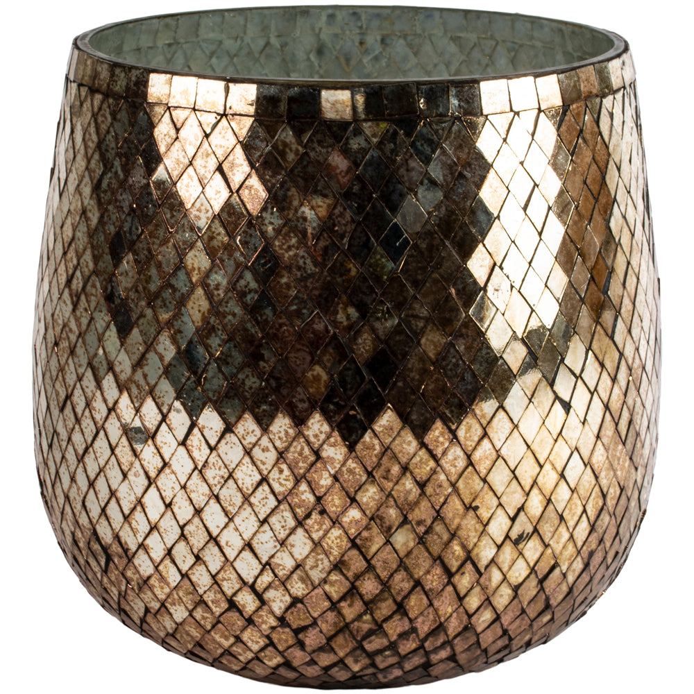 Extra Large Antiqued Gold Votive Style Candle Holder