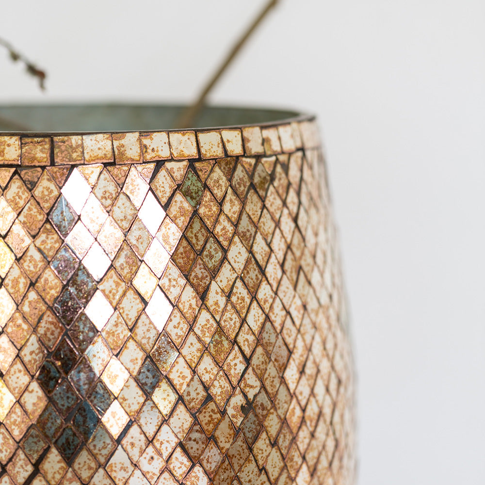 Extra Large Antiqued Gold Votive Style Candle Holder