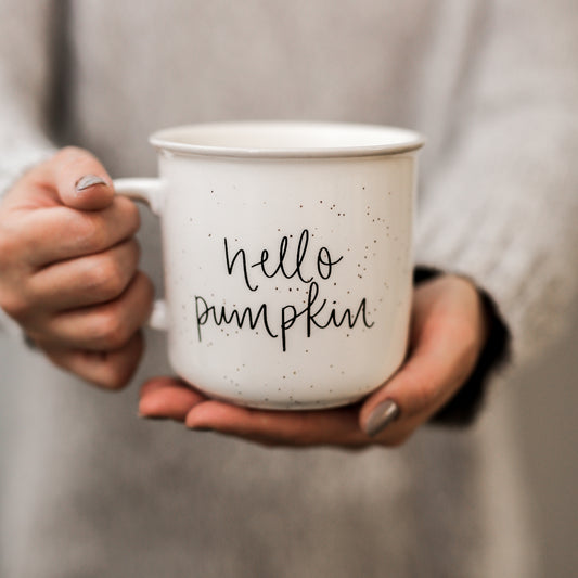 Hello Pumpkin Campfire mug perfect for seasonal decor for your home or as a gift this autumn