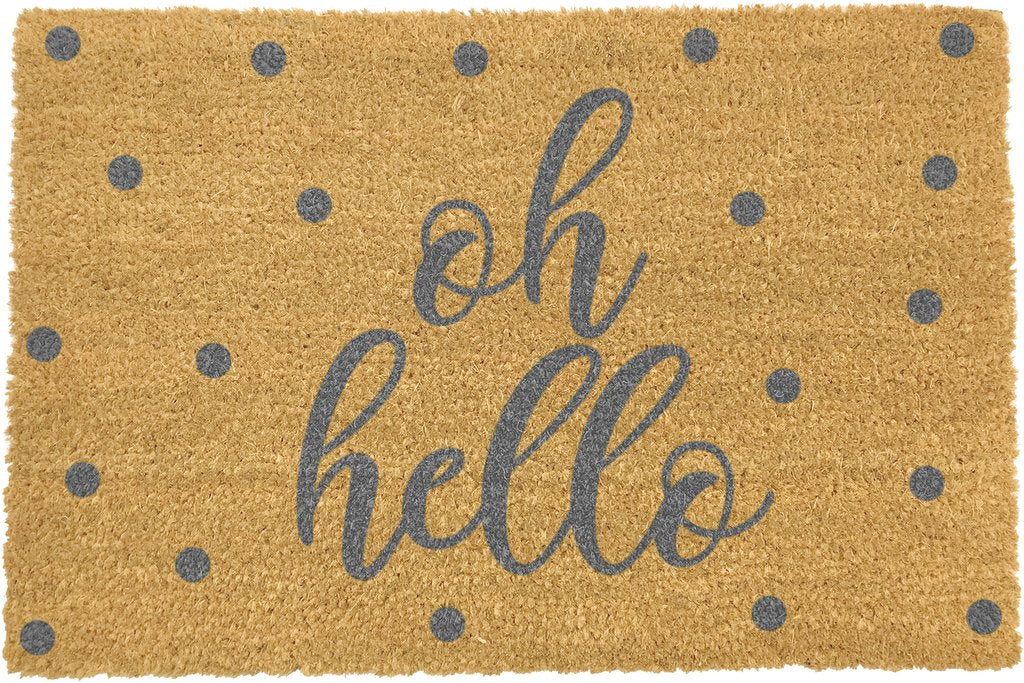 oh hello grey coir doormat