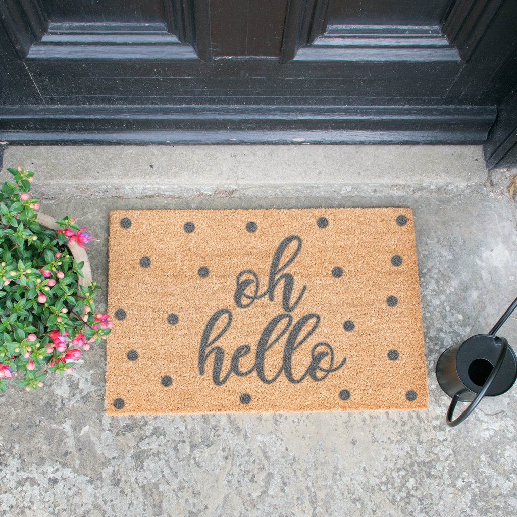 oh hello grey coir doormat