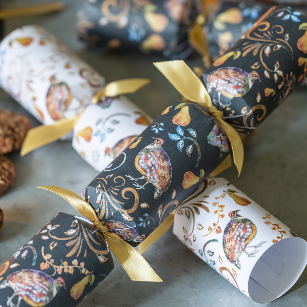 Plastic Free Christmas Crackers with Partridge design
