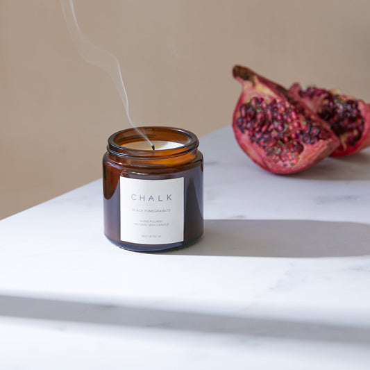 Black Pomegranate amber jar candle 96g | Chalk Uk