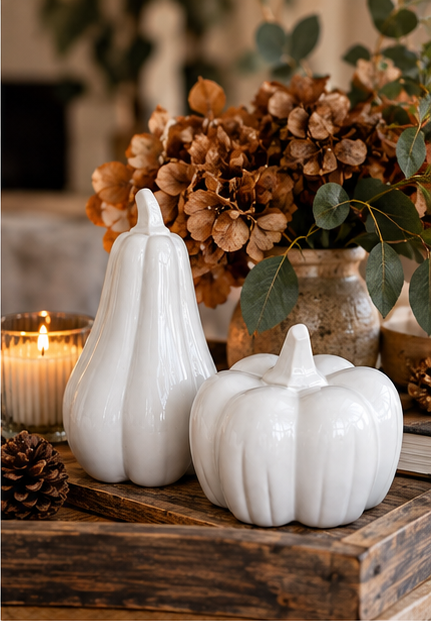 Ceramic Pumpkin and Squash Duo | Set of 2