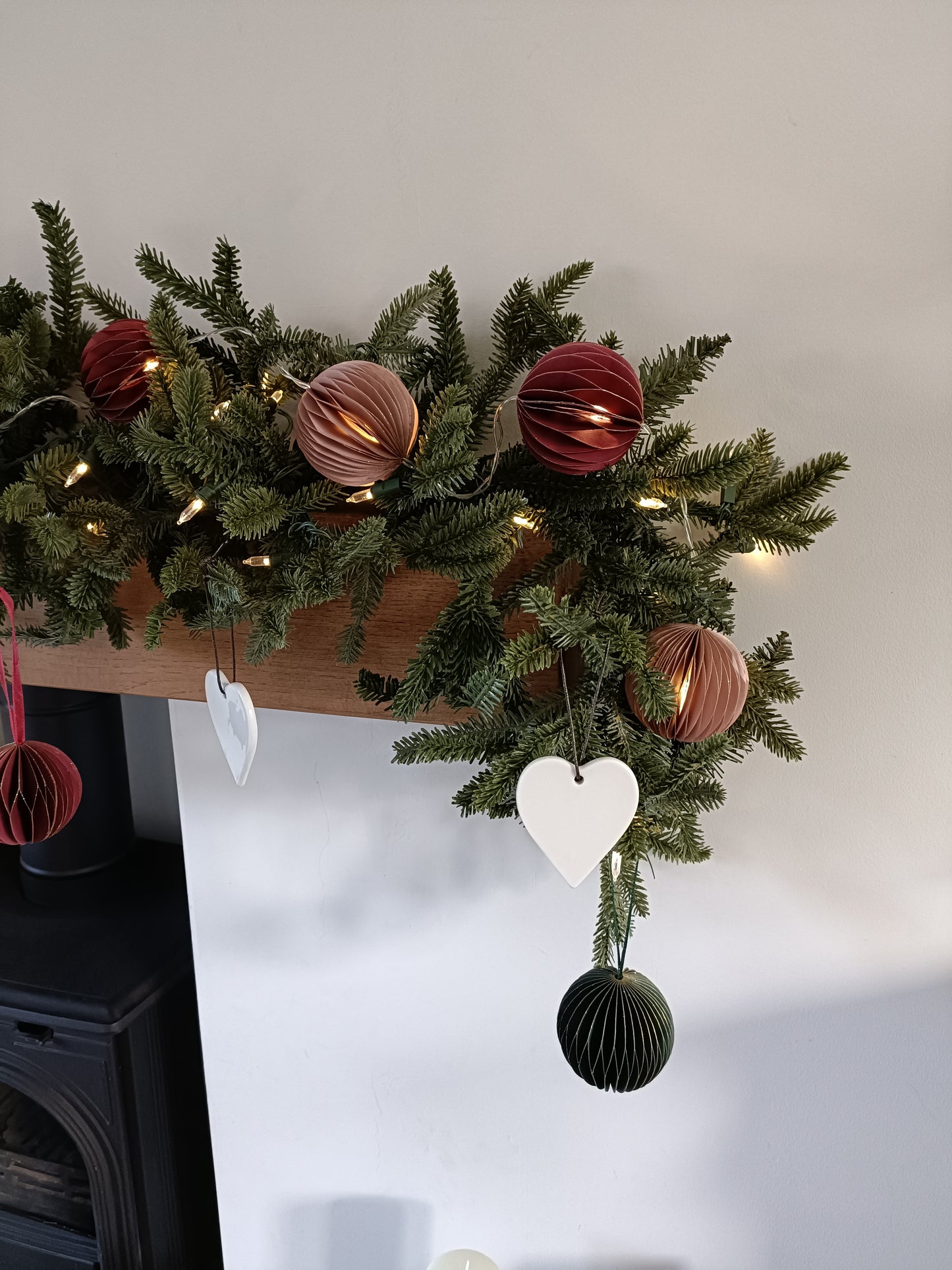 Pink and Purple Pre Lit Honeycomb Paper Bauble LED string lights 