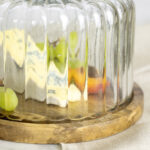 Ribbed Glass Cloche with Wooden Base | Medium