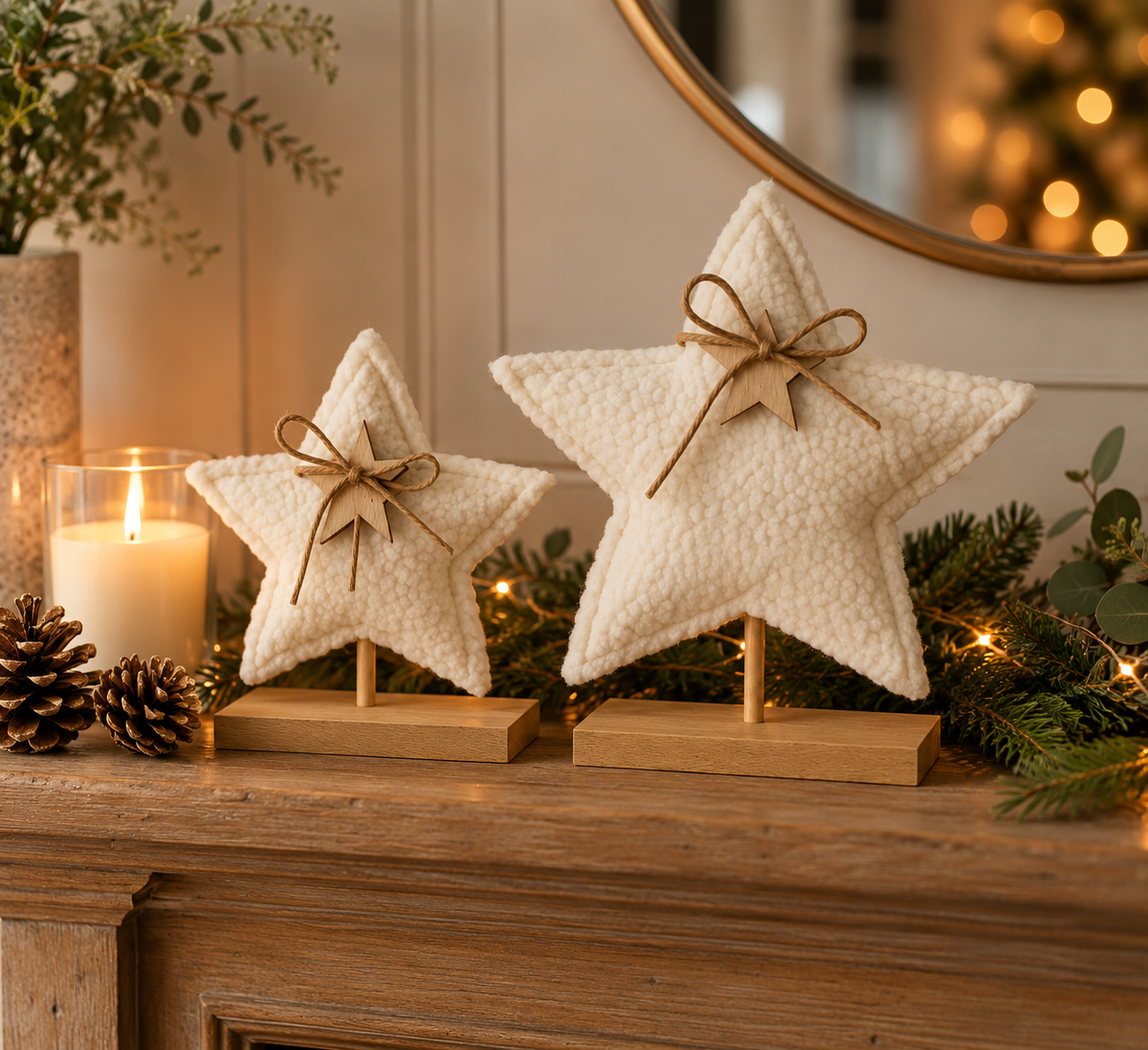 Sherpa Christmas Star Decorations | Set of 2
