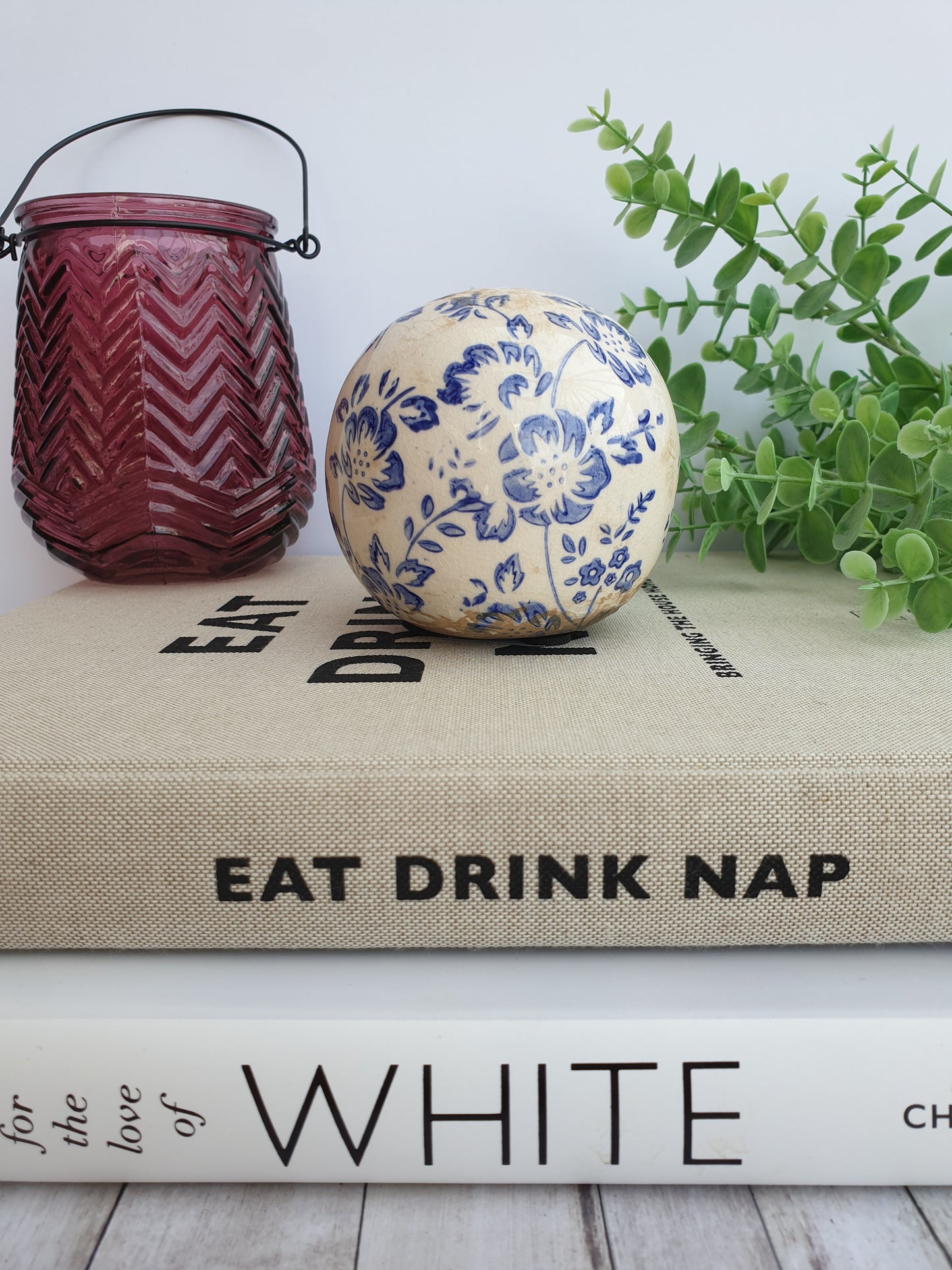 White and Blue Vintage Floral Sphere