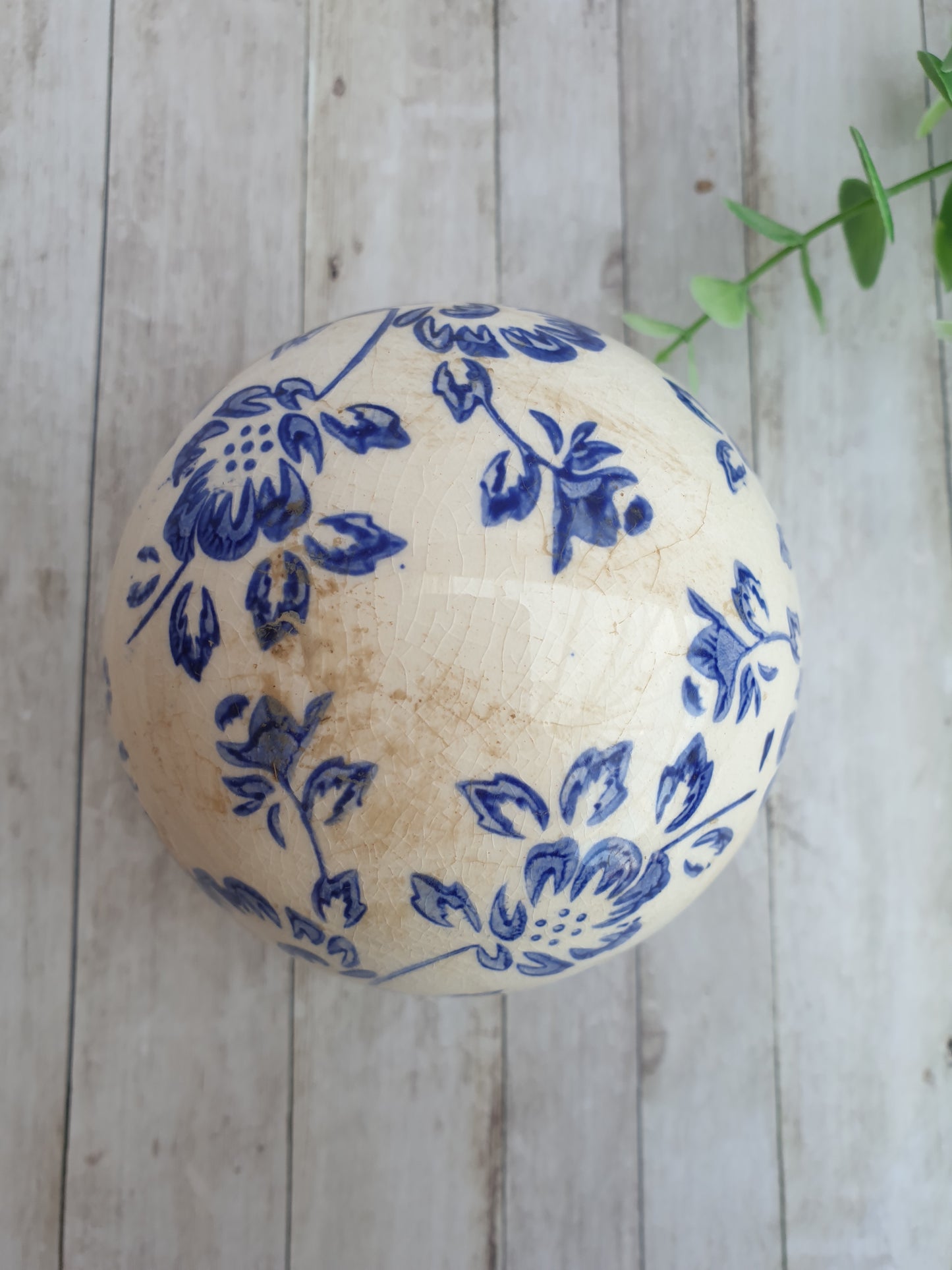 White and Blue Vintage Floral Sphere