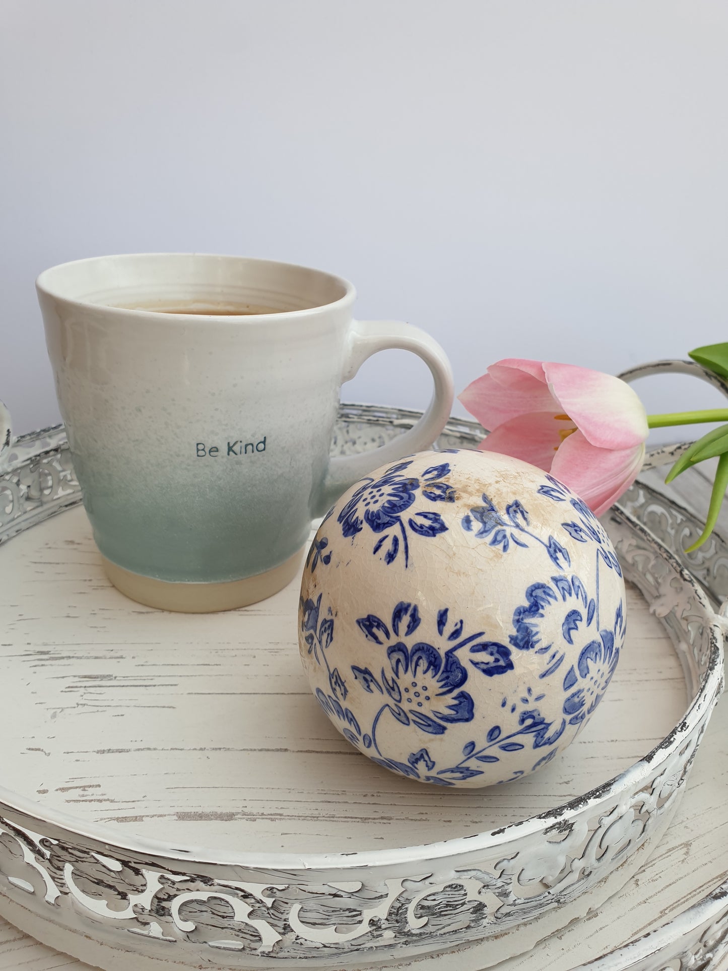 White and Blue Vintage Floral Sphere