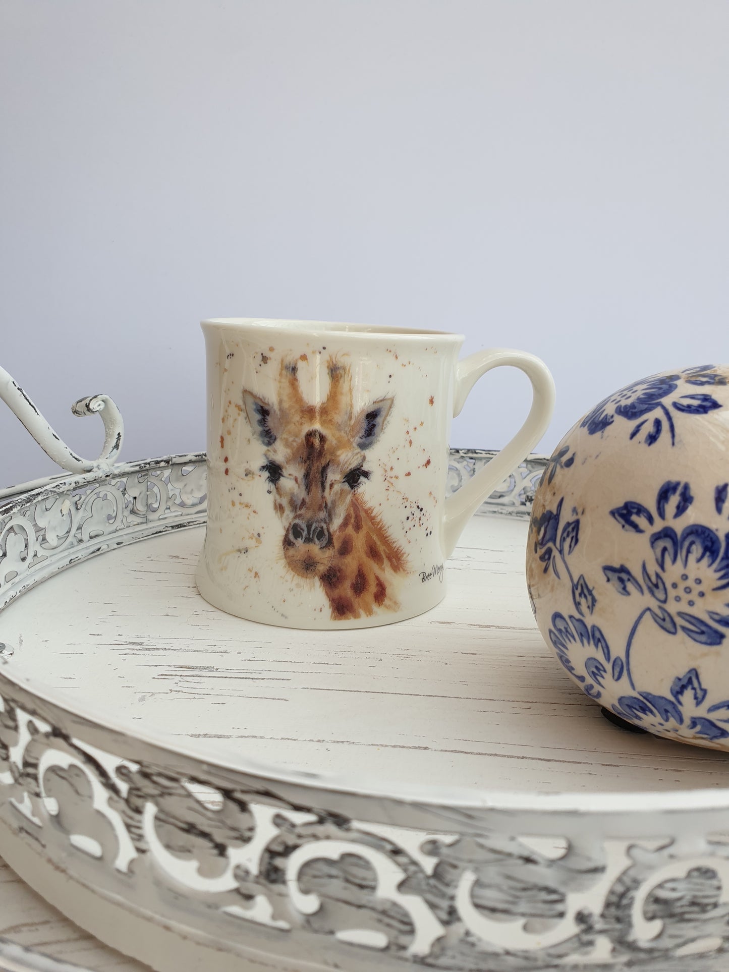 White and Blue Vintage Floral Sphere