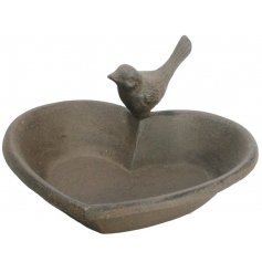 Rustic Heart Birdbath