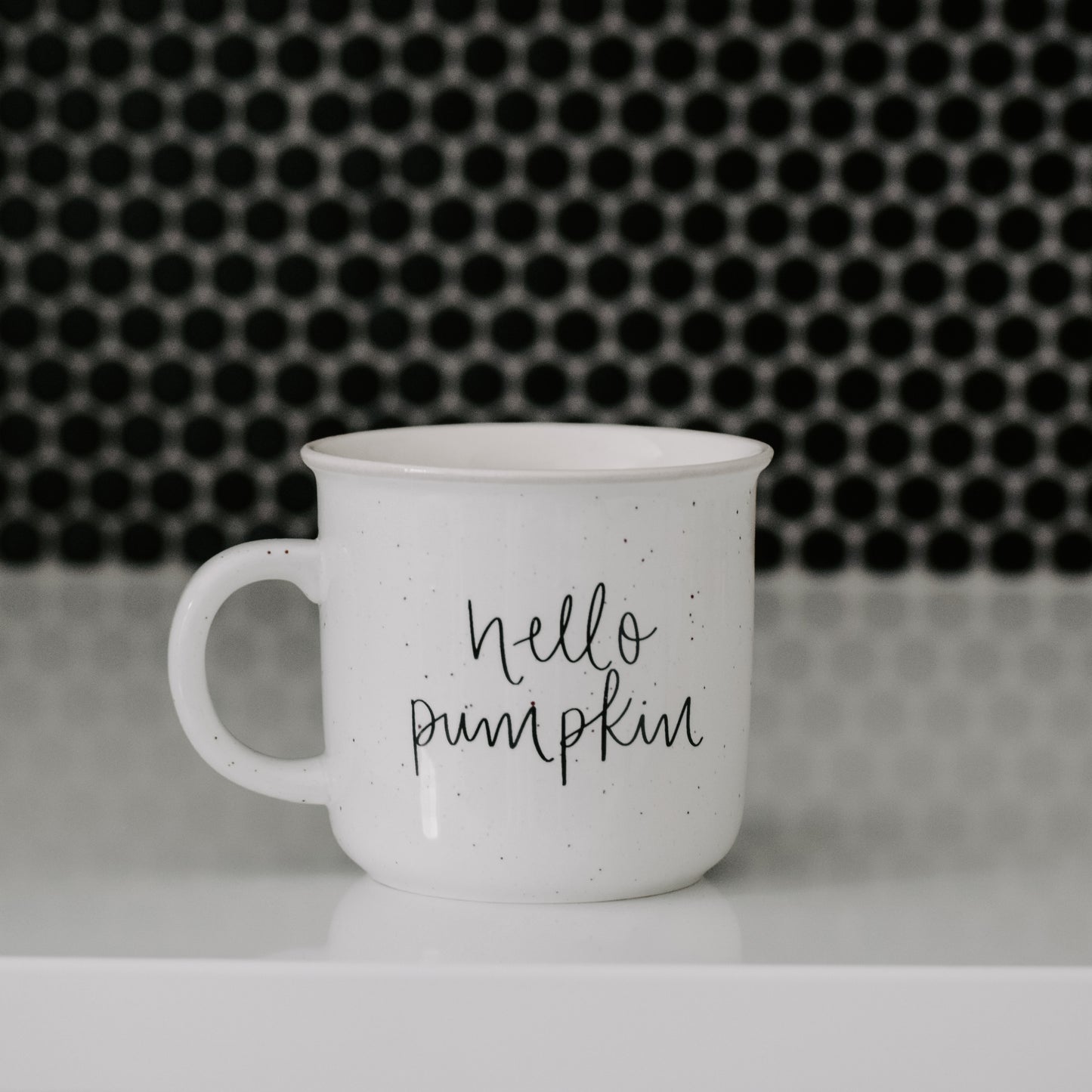 simple and elegant script lettered hello pumpkin ceramic 