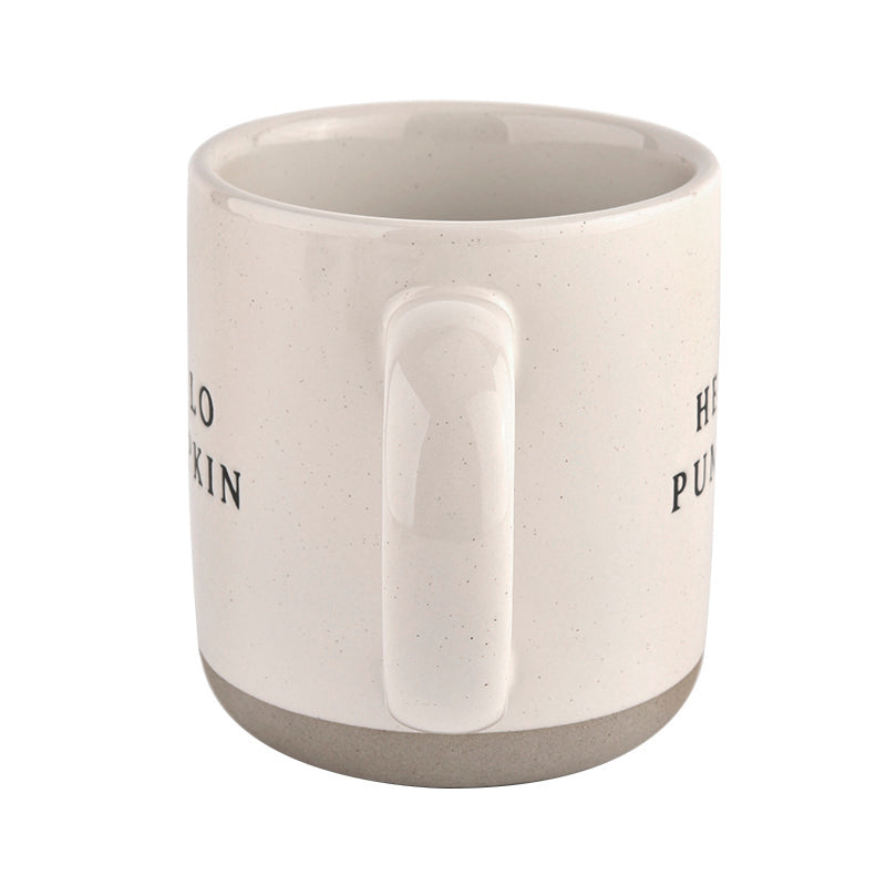 Handle detail of our Hello Pumpkin mug - part of our stoneware mug collection for autumn