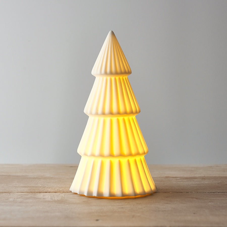 White Ceramic Light Up Christmas Trees | Set of 2