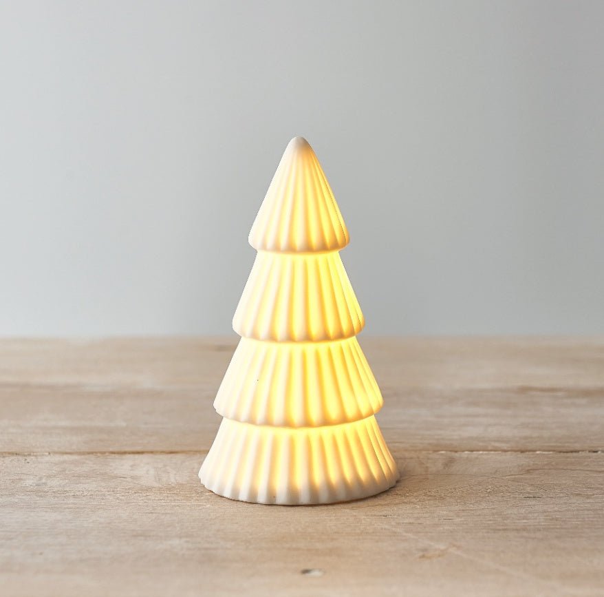 White Ceramic Light Up Christmas Trees | Set of 2