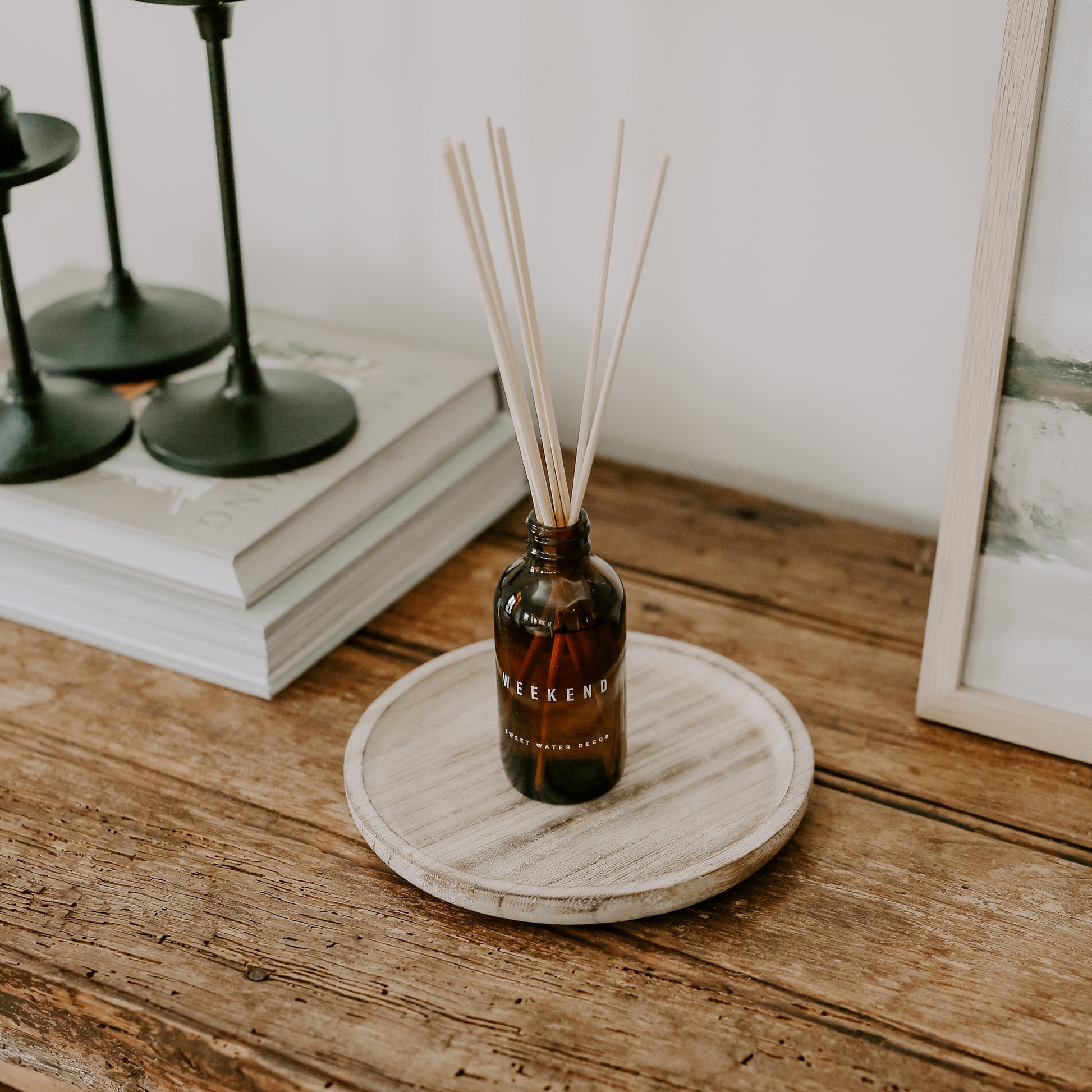 Rustic round wood tray for bathroom and  kitchen styling. Perfect rustic home / modern country inspired home accessory