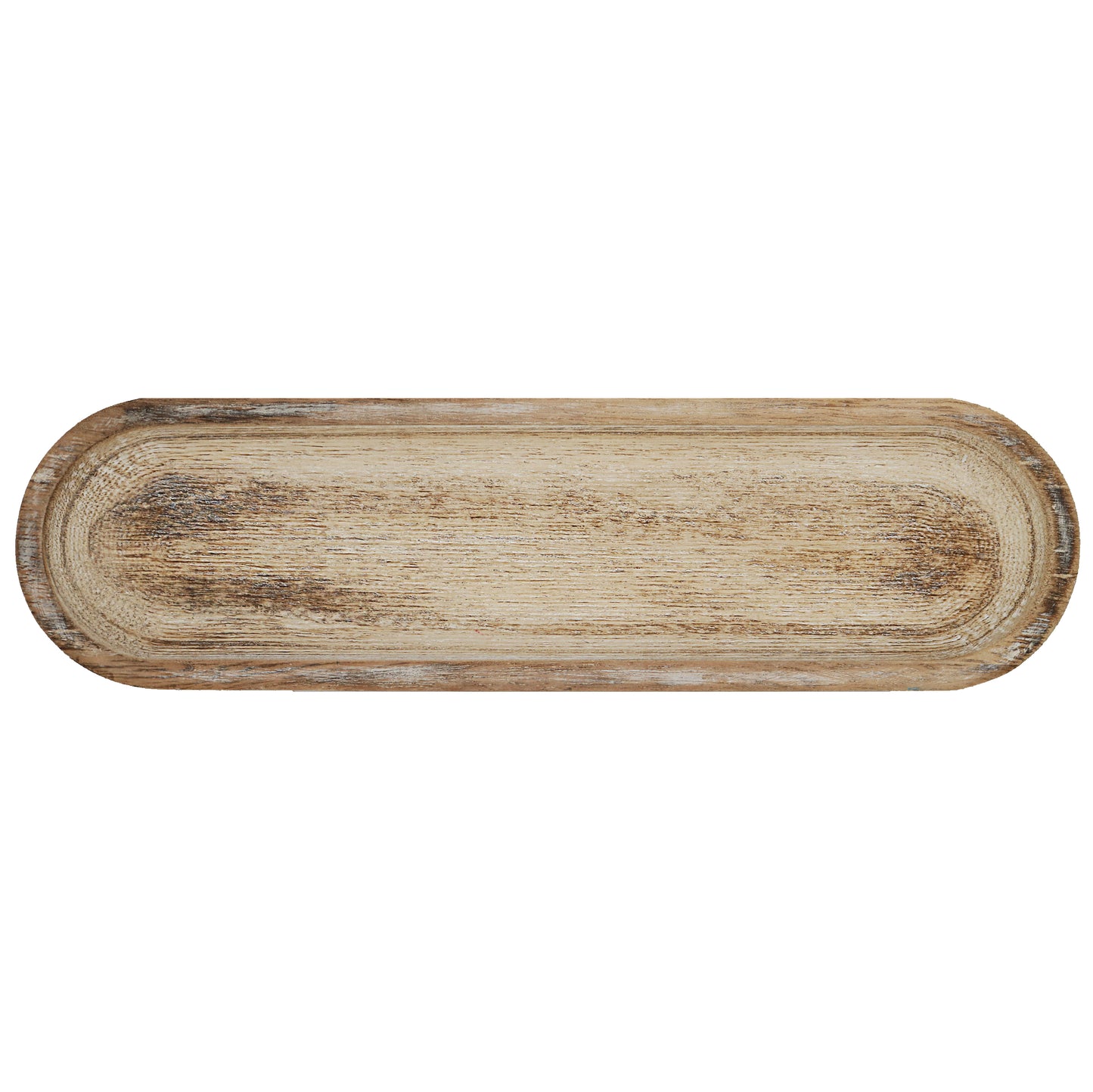 Front image of rustic oval wood tray