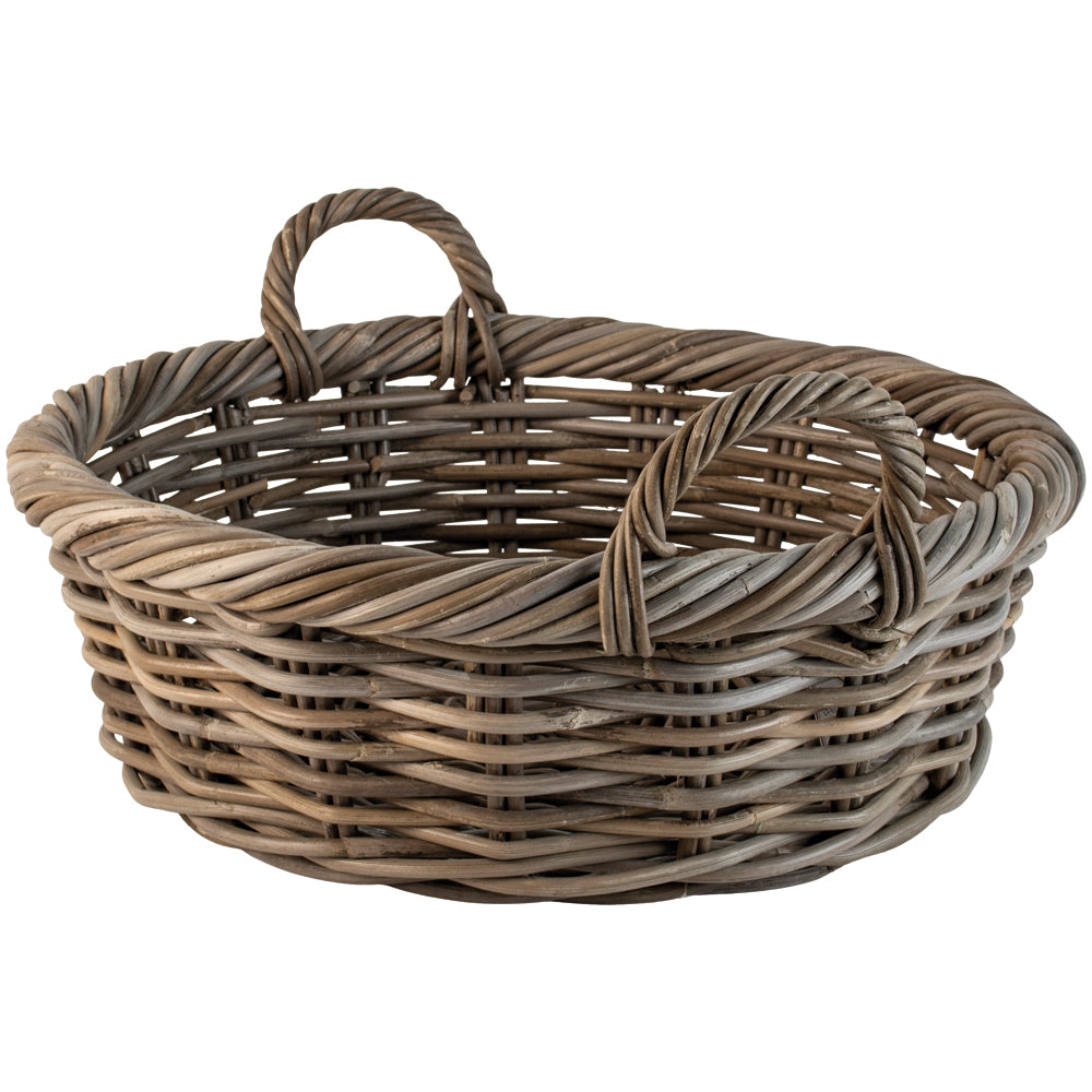 Pretty, practical twisted rim detail kubu basket for handy storage around your home. Pretty bedroom, kitchen, bathroom storage. Basket with handles, a pretty, versatile and practical storage solution. Kubu basket | Kitchen counter basket | Pretty display basket | Rattan Basket | Rustic home accessory | Modern Country