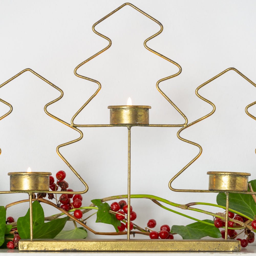 Trio of trees tea light holder