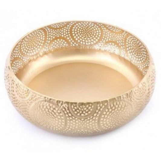 Beautifully intricate metal gold bowl.  Perfect for console styling and adding a splash of luxury to your home.  Gold detailed bowl by Little Wren Interiors