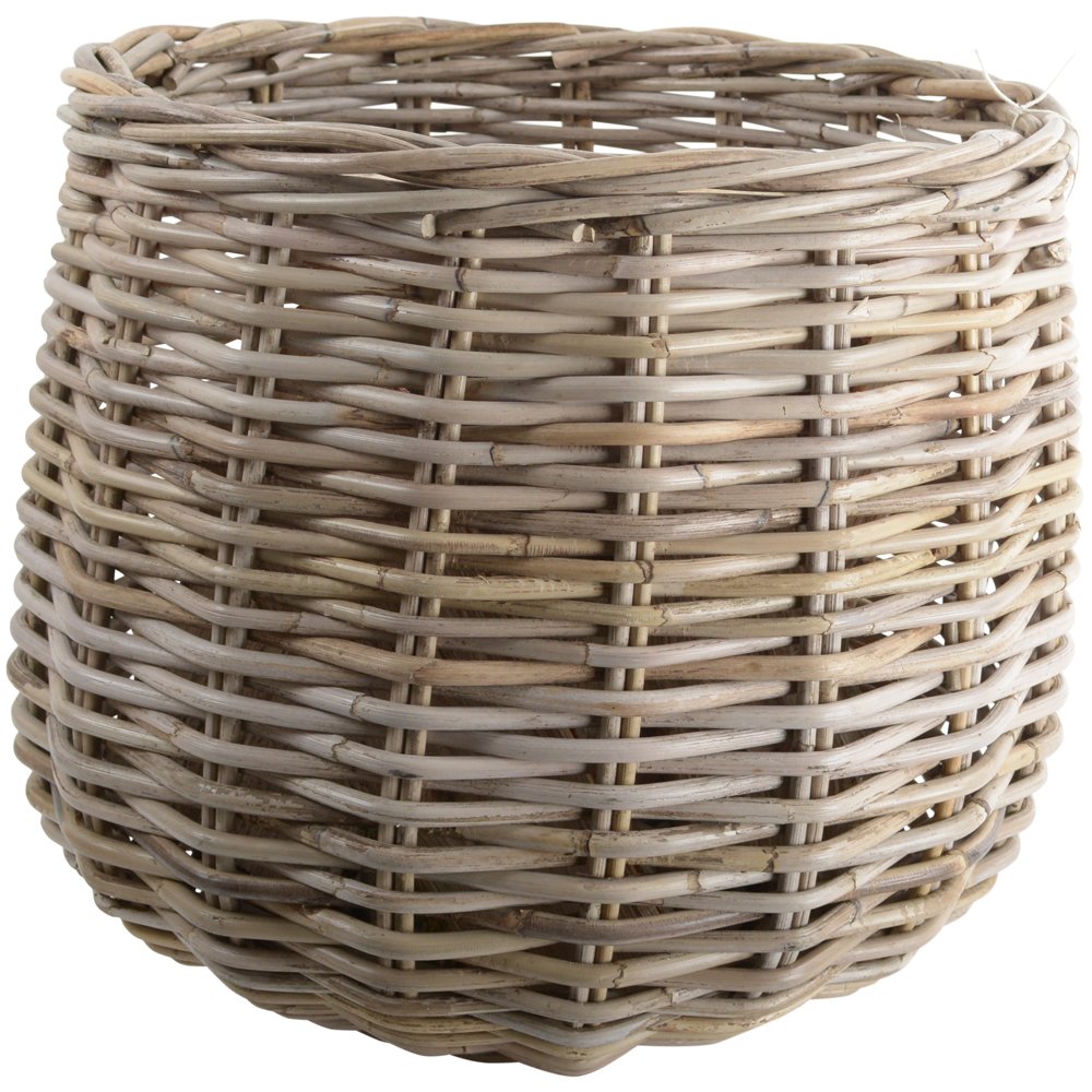 Close up view of our round rattan blanket basket